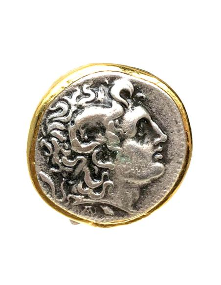 ANILLOS GRANDES DORADOS DE MONEDAS CON BAÑO DE ORO - Imagen 2