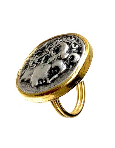 ANILLOS GRANDES DORADOS DE MONEDAS CON BAÑO DE ORO - Imagen 3