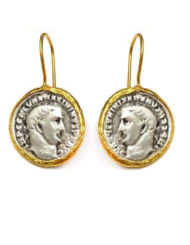 PENDIENTES DE MONEDA DIBUJO GRABADO A DOBLE CARA DIFERENTE - Imagen 1