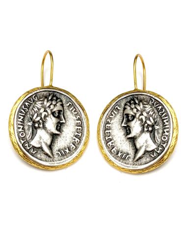 PENDIENTES DE MONEDA CON DISEÑOS REPLICA DE JOYAS ANTIGUAS - Imagen 1