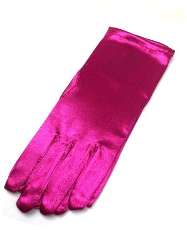 GUANTES DE FIESTA FUCSIAS CORTOS DE INVITADA Y MADRINA BODA - Imagen 1