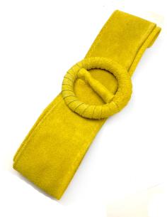 CINTURONES AMARILLOS PARA MUJER DE ANTE CON HEBILLA FORRADA - Imagen 1
