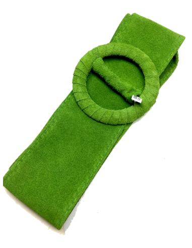 CINTURONES VERDE PISTACHO PARA MUJER DE ANTE CON HEBILLA FORRADA - Imagen 1