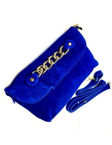 BOLSOS AZULONES DE PIEL CON DETALLE DE CADENA DE ESLABON GRANDE - Imagen 1