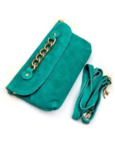 BOLSOS TURQUESAS DE PIEL CON DETALLE DE CADENA DE ESLABON GRANDE - Imagen 1
