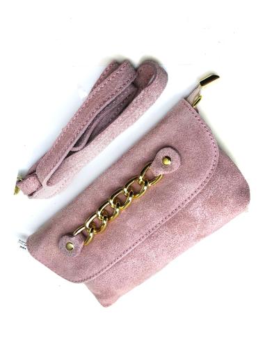 BOLSOS ROSAS DE PIEL CON DETALLE DE CADENA DE ESLABON GRANDE - Imagen 1