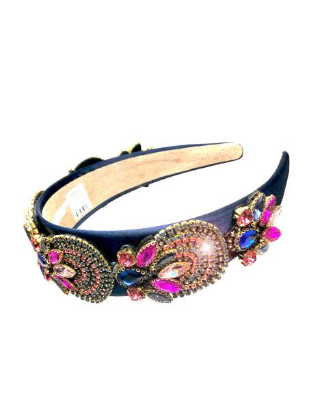DIADEMAS DE FIESTA AZULES Y FUCSIAS CON PEDRERIA DE CRISTAL - Imagen 2