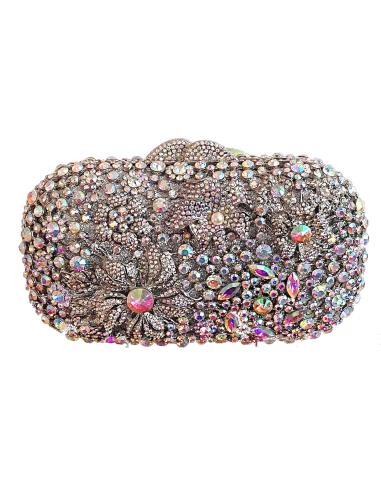 BOLSOS JOYA PARA BODAS Y MADRINAS EN COLOR PLATA CON FORMA REDONDEADA