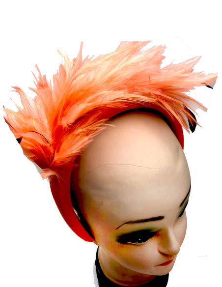 TOCADOS NARANJAS DISEÑO DE DIADEMAS DECORADA CON PLUMAS - Imagen 2