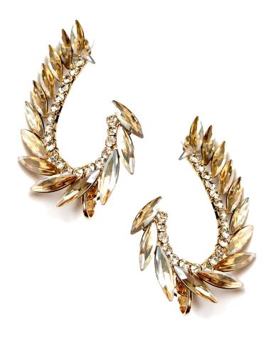PENDIENTES DE FIESTA TREPADOR DORADOS EN CRISTAL BRILLO