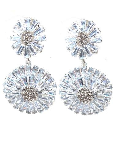 PENDIENTES LARGOS PARA BODAS DISEÑO DE ROSETON BAGUETTE