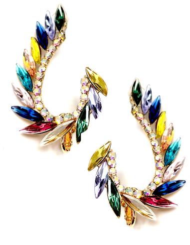 PENDIENTES DE FIESTA TREPADOR EN CRISTAL BRILLO MULTICOLOR