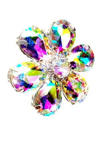 ANILLOS GRANDES PARA MUJER CON FLOR DE FIESTA EN CRISTAL
