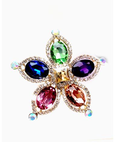 SORTIJAS GRANDES DE FIESTA CON FABULOSA FLOR EN MULTICOLOR