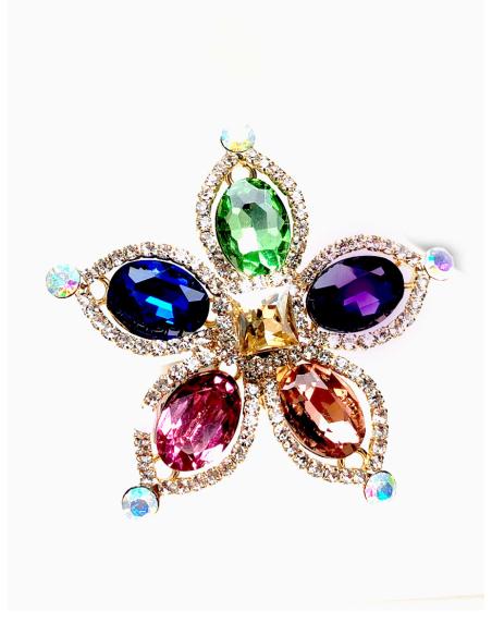 SORTIJAS GRANDES DE FIESTA CON FABULOSA FLOR EN MULTICOLOR