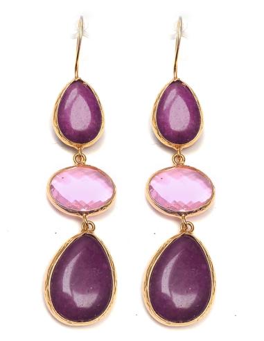 PENDIENTES LARGOS PARA BODA EN BUGAMBILIA MAGENTA CON ROSA