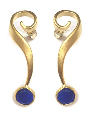 PENDIENTES AZULONES CON ORIGINAL DISEÑO ONDULADO EN MATE