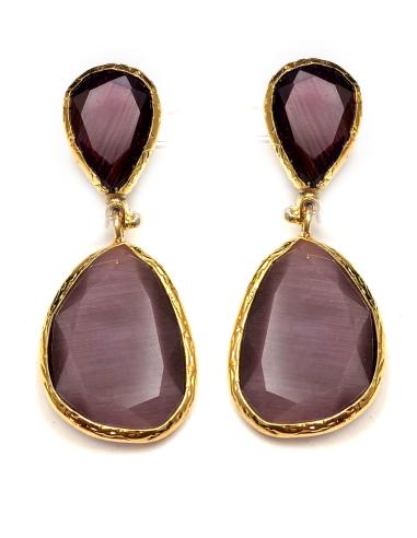 PENDIENTES MORADOS CON PIEDRAS SEMIPRECIOSAS PARA BODAS
