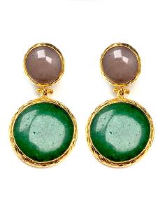PENDIENTES VERDES CON PIEDRAS SEMIPRECIOSAS DUO DE COLOR