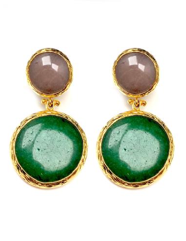 PENDIENTES VERDES CON PIEDRAS SEMIPRECIOSAS DUO DE COLOR