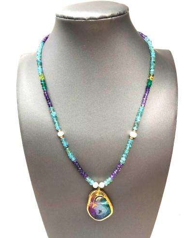 COLLARES PIEDRA SEMIPRECIOSA Y DELFIN AZUL CRISTAL JOYERIA