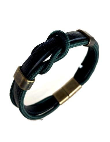 PULSERAS DE CUERO PARA HOMBRE NEGRA Y VERDE CON NUDO