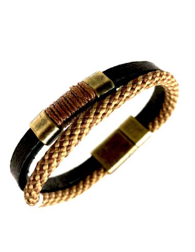 PULSERAS BONITAS PARA HOMBRE MARRONES DOBLES DE PIEL