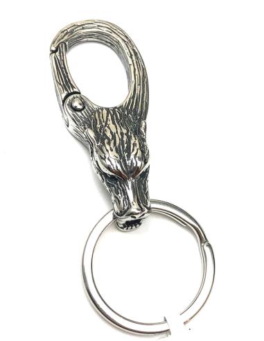 LLAVEROS PARA HOMBRE CON CABEZA DE LOBO EN ACERO