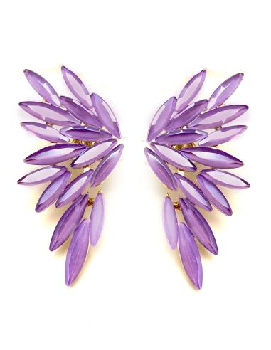 PENDIENTES MORADOS CON BONITO DISEÑO DE ABANICO EN CRISTAL