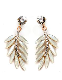PENDIENTES MUJER BLANCOS PARA BODAS DE HOJITAS DE CRISTAL