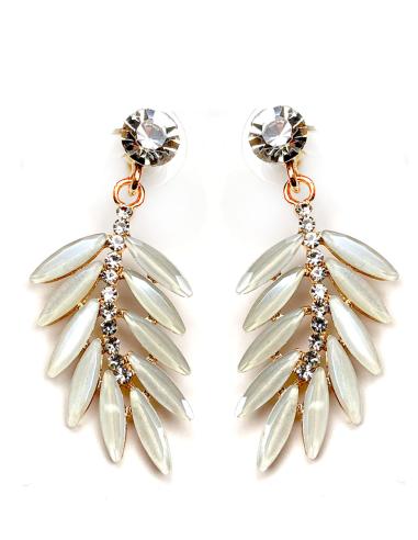 PENDIENTES MUJER BLANCOS PARA BODAS DE HOJITAS DE CRISTAL