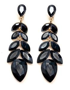 PENDIENTES LARGOS NEGROS DE FIESTA CON CASCADA EN CRISTAL