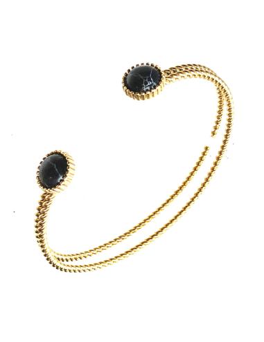 PULSERAS DORADAS PARA MUJER CON DETALLE EN PIEDRA NEGRA