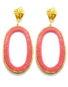 PENDIENTES CORAL MUJER LARGOS ALTA BISUTERÍA MANTA RAYA