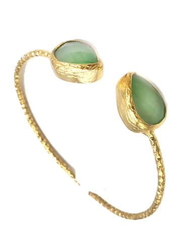PULSERA MUJER VERDE BAÑADA EN ORO BISUTERÍA FINA CON PIEDRAS NATURALES