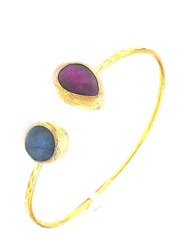 PULSERA MUJER CHAPADO ORO FINA CON PIEDRAS NATURALES DE ALTA BISUTERÍA