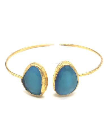 PULSERA MUJER AZUL CHAPADO ORO FINA Y ELEGANTE CON PIEDRAS NATURALES