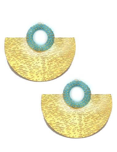 PENDIENTES DORADOS CON CRISTALES TURQUESA BAÑADOS EN ORO IDEALES PARA VERANO
