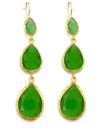 PENDIENTES VERDES LARGOS DE ALTA BISUTERÍA PARA BODAS Y FIESTAS