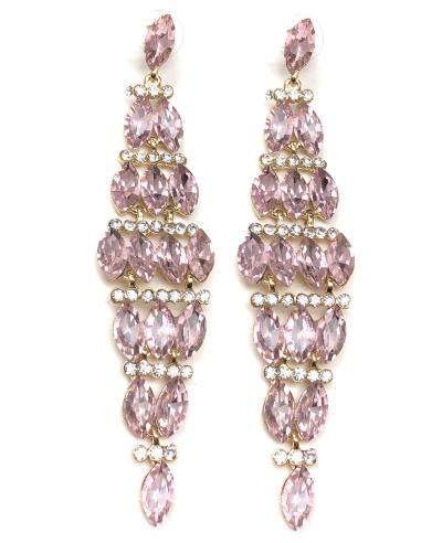PENDIENTES ROSAS PARA FIESTA Y NOCHE DISEÑO LARGO XXL