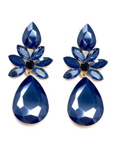 PENDIENTES LARGOS AZULES PARA INVITADA CON CRISTAL FACETADO