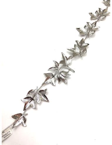TOCADOS PLATEADOS DIADEMA FLEXIBLE CON HOJITAS PARA BODAS