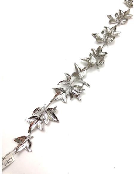 TOCADOS PLATEADOS DIADEMA FLEXIBLE CON HOJITAS PARA BODAS