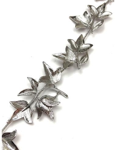 TOCADOS PLATEADOS DIADEMA FLEXIBLE CON HOJITAS PARA BODAS