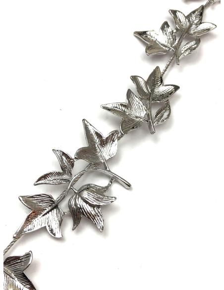 TOCADOS PLATEADOS DIADEMA FLEXIBLE CON HOJITAS PARA BODAS