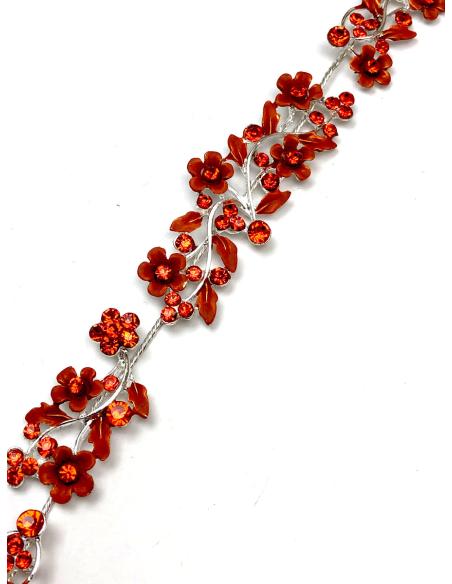 DIADEMAS NARANJAS DE FIESTA DECORADAS CON CRISTAL PARA BODAS