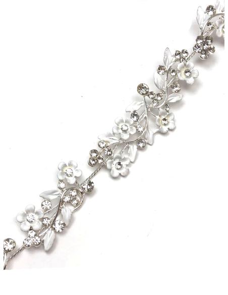 DIADEMAS BLANCAS DE FIESTA DECORADAS CON CRISTAL PARA BODAS
