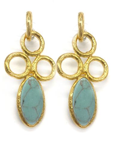 PENDIENTES LARGOS DE FIESTA CON LÁGRIMA AZUL CIELO Y DISEÑO DE ESFERAS