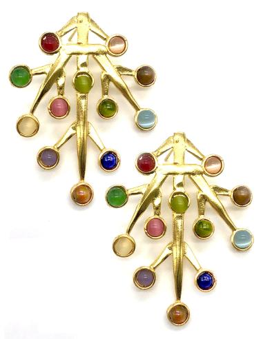 PENDIENTES MULTICOLOR DISEÑO RAÍZ BAÑADOS EN ORO