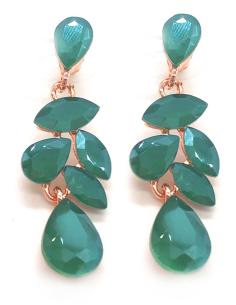 PENDIENTES LARGOS DE CRISTAL VERDE BOTELLA